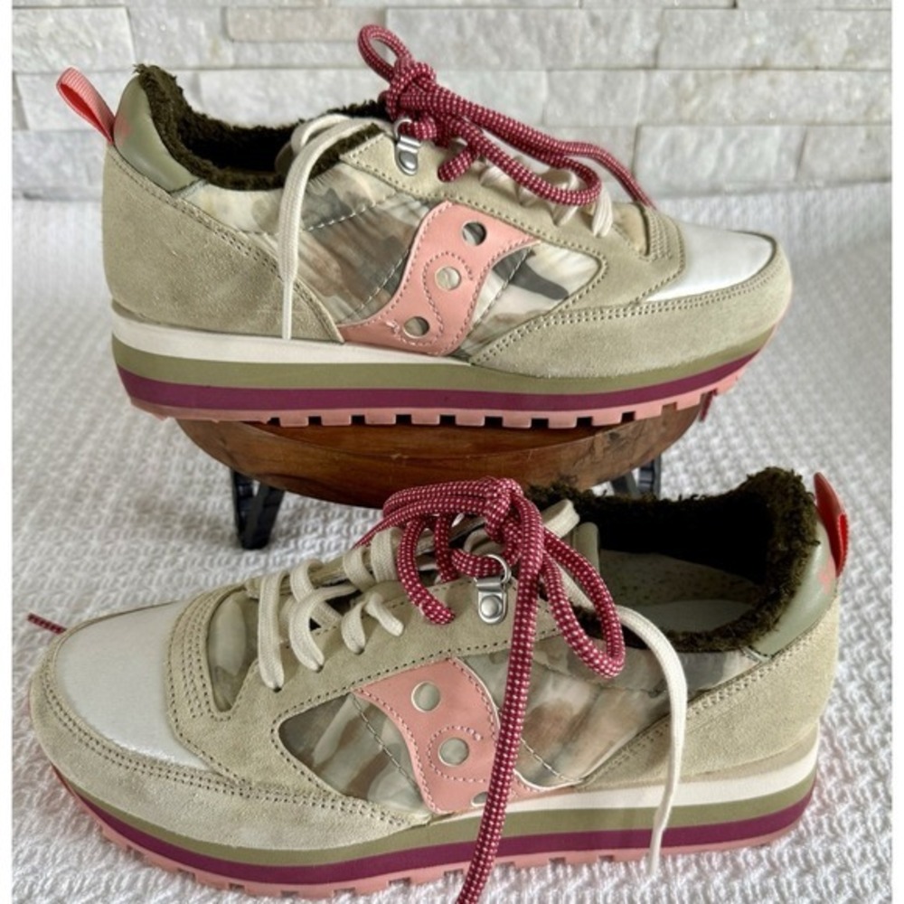 Saucony Jazz Triple Gray Pink S60581-2 Leather Textile Lace Up Sneaker women 8.5